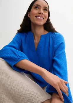 Blouse oversize en gaze de coton