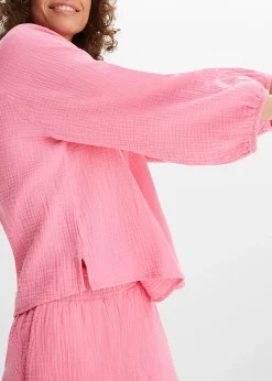 Blouse oversize en gaze de coton