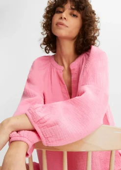 Blouse oversize en gaze de coton