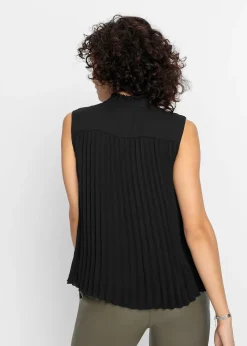 Blouse plissée sans manches
