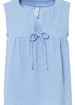 Blouse sans manches en gaze de coton