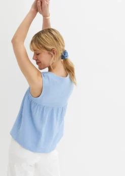 Blouse sans manches en gaze de coton