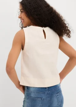 Blouse sans manches en lin mélangé rafraîchissant