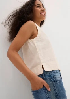 Blouse sans manches en lin mélangé rafraîchissant