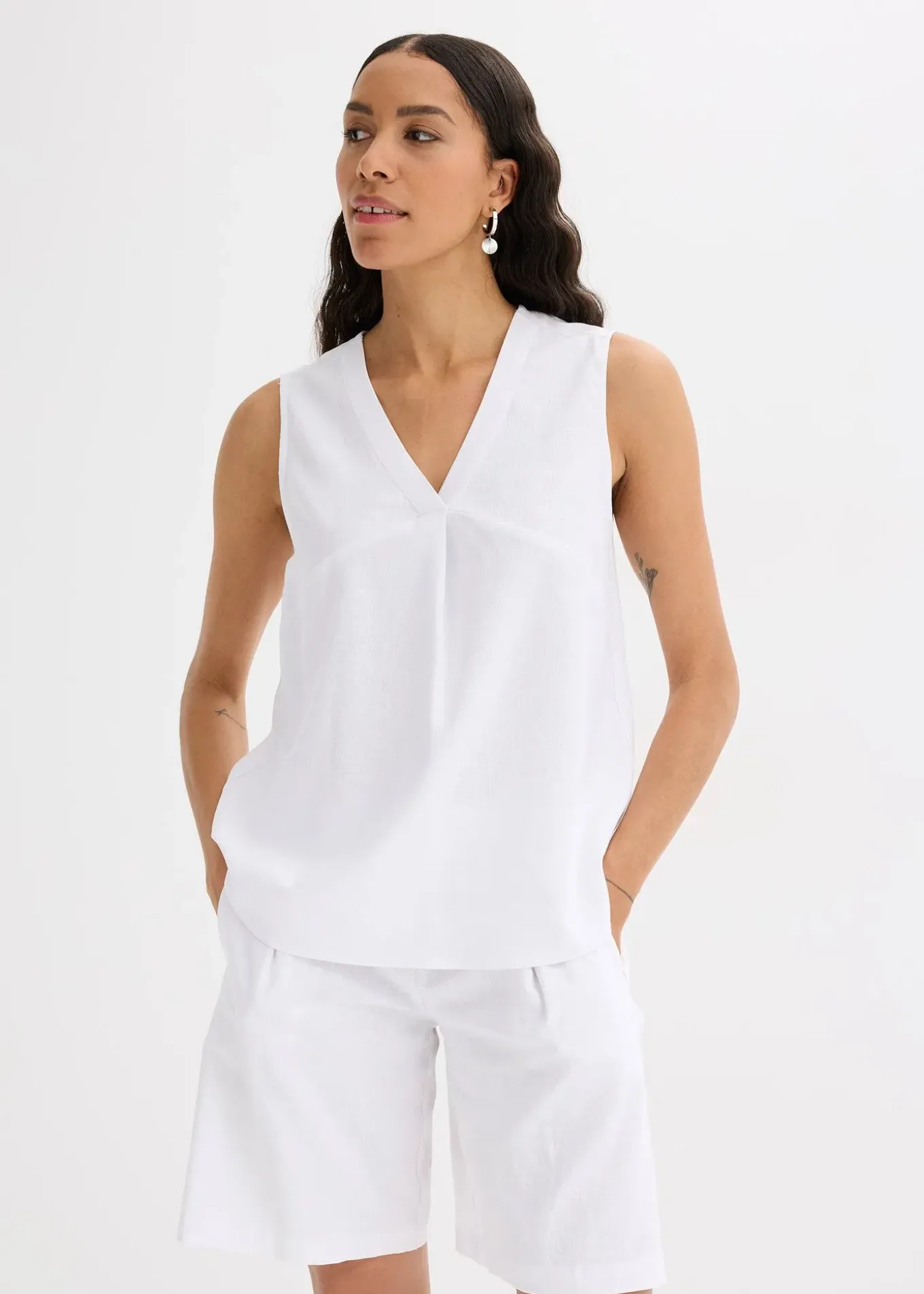 Blouse sans manches en lin mélangé