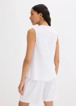 Blouse sans manches en lin mélangé
