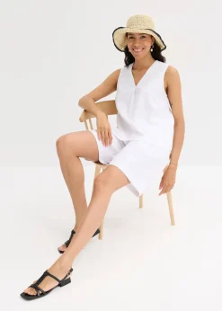 Blouse sans manches en lin mélangé