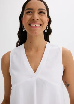 Blouse sans manches en lin mélangé