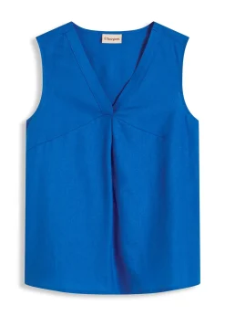 Blouse sans manches en lin mélangé