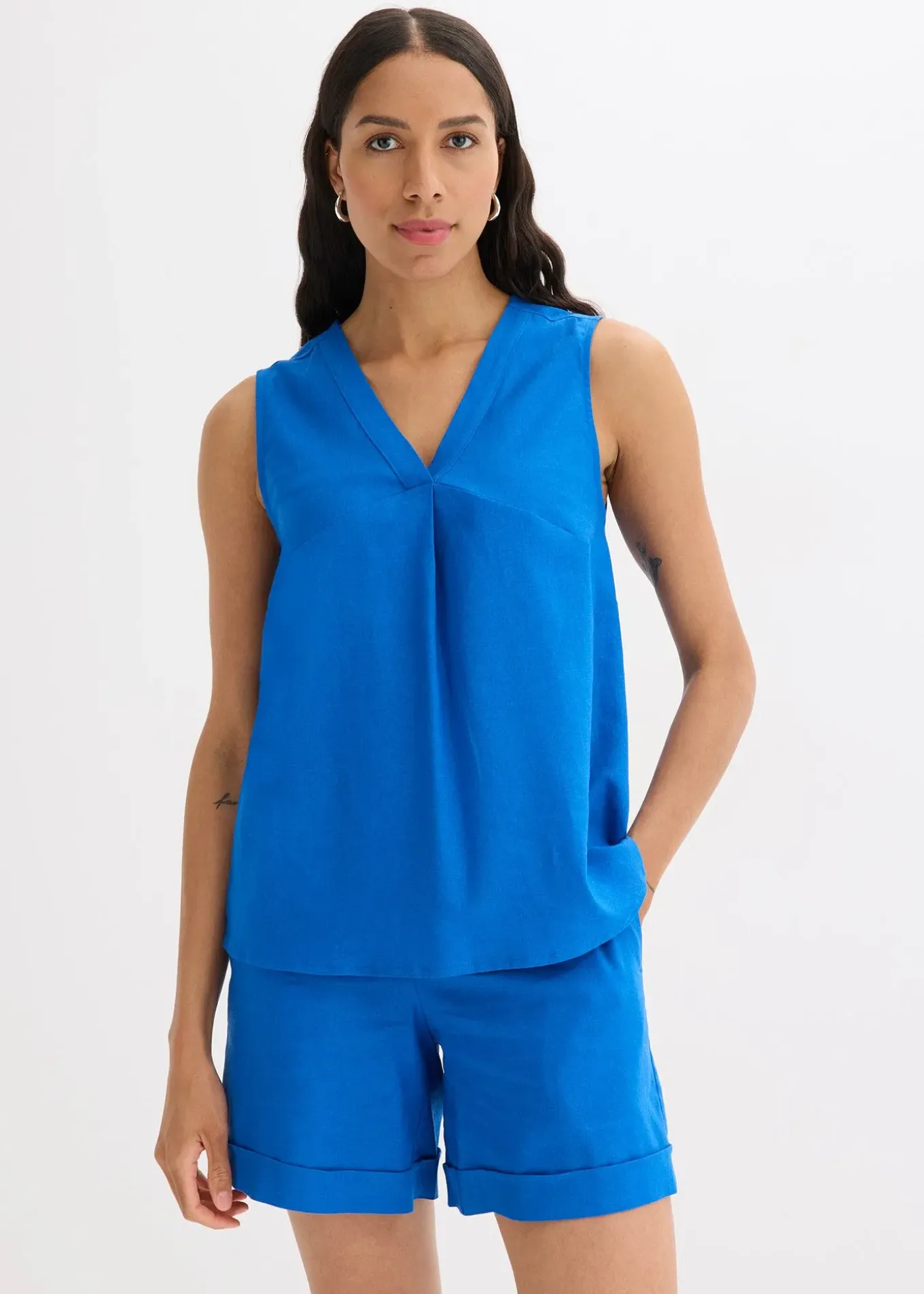 Blouse sans manches en lin mélangé