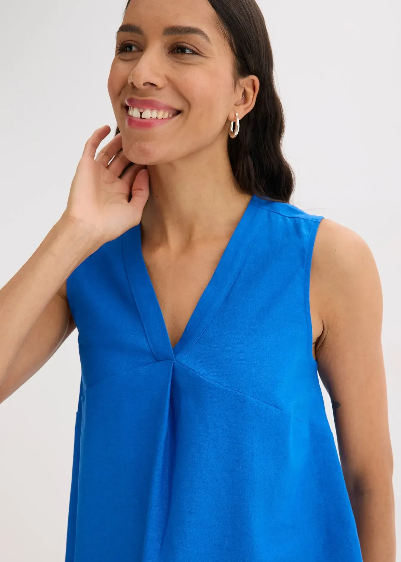 Blouse sans manches en lin mélangé