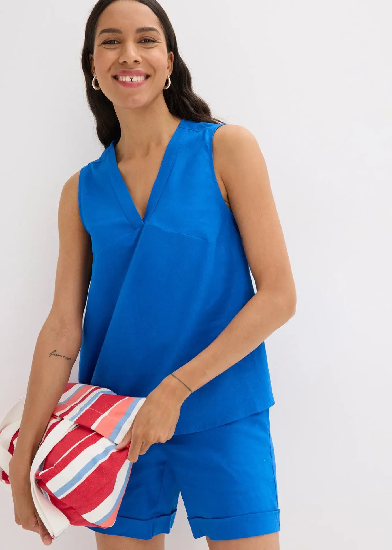 Blouse sans manches en lin mélangé