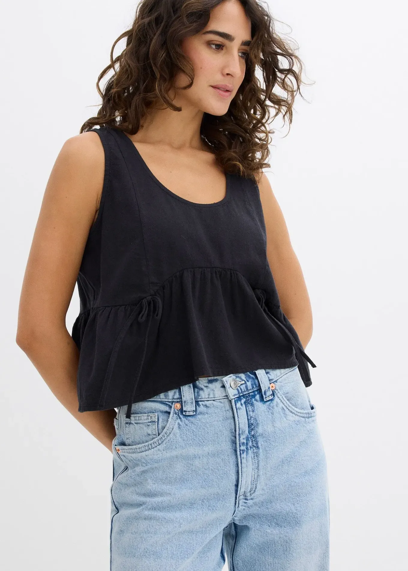 Blouse sans manches légère en lin mélangé