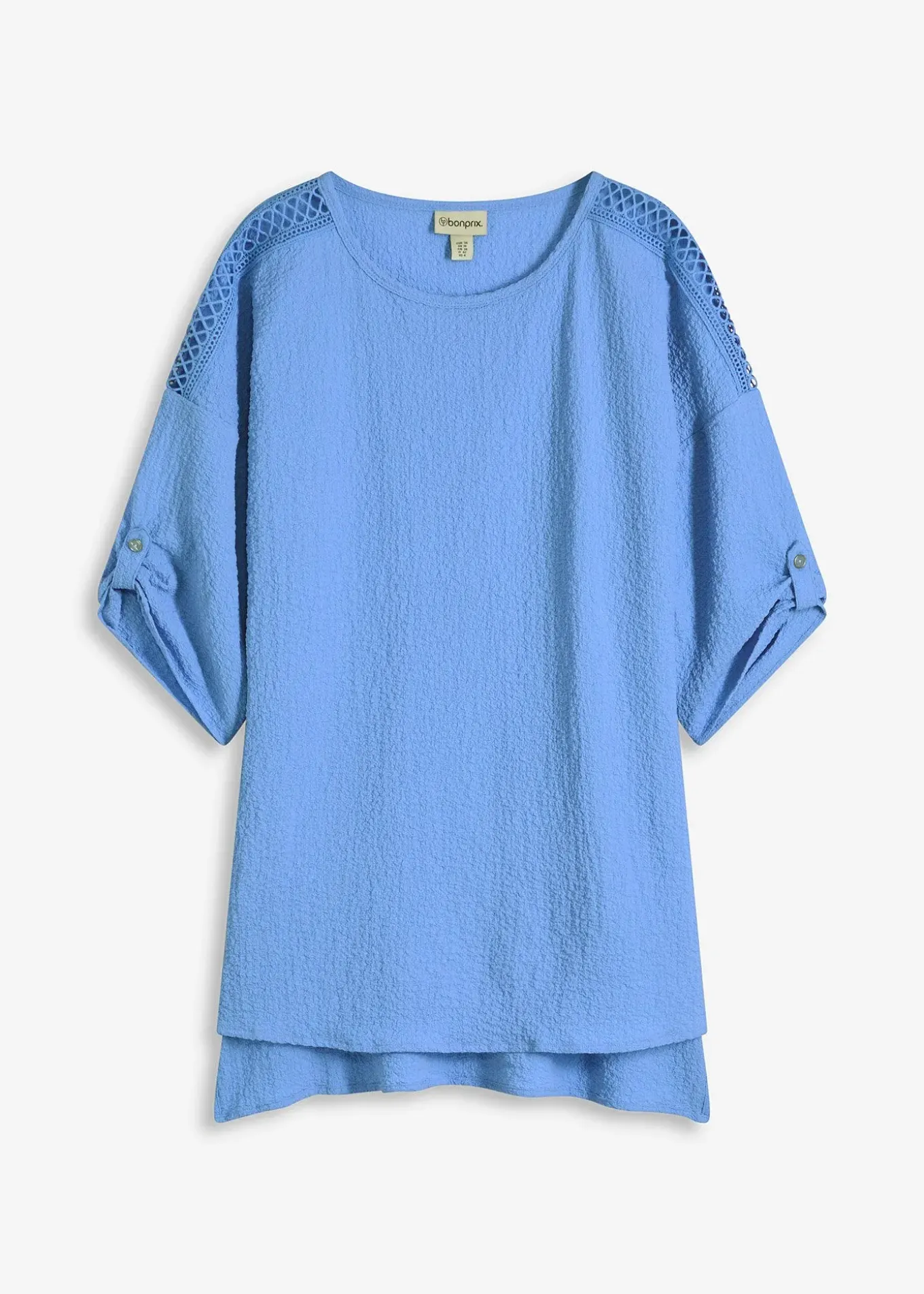 Blouse texturée avec bande de dentelle