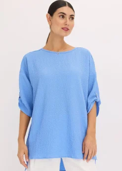 Blouse texturée avec bande de dentelle