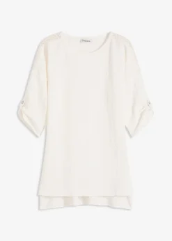 Blouse texturée avec bande de dentelle