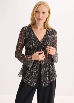 Blouse T-shirt en mesh près du corps