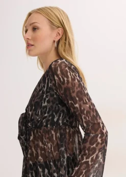 Blouse T-shirt en mesh près du corps