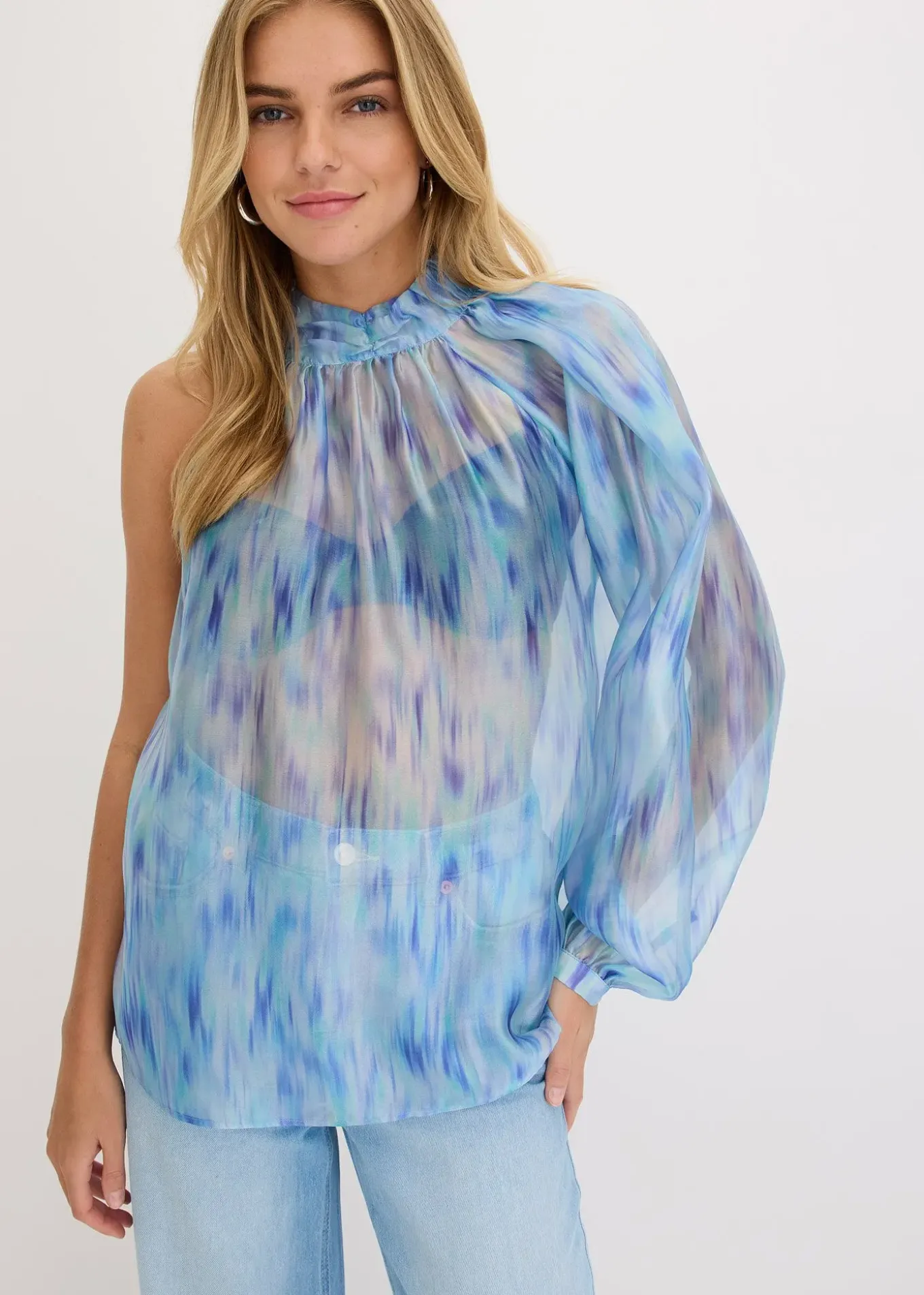 Blouse une épaule en crêpe