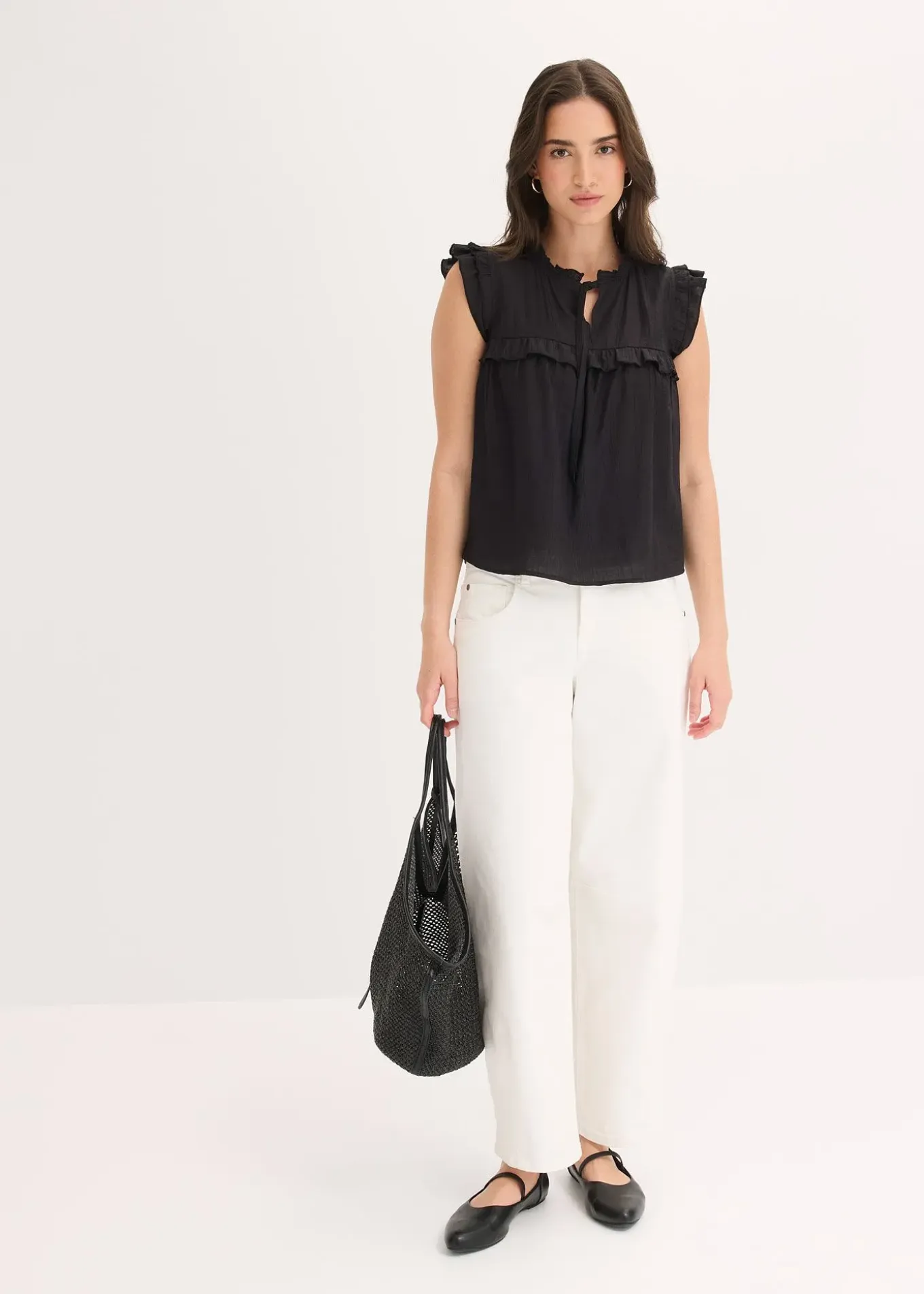 Blouse volantée en viscose mélangée