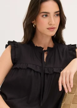Blouse volantée en viscose mélangée