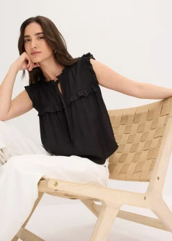 Blouse volantée en viscose mélangée