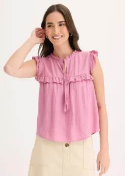 Blouse volantée en viscose mélangée