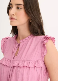 Blouse volantée en viscose mélangée