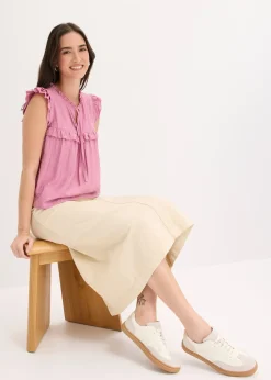 Blouse volantée en viscose mélangée