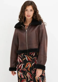 Blouson aviateur effet peau de mouton