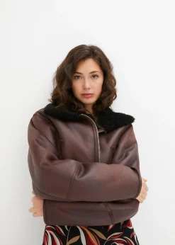 Blouson aviateur effet peau de mouton