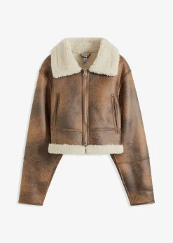 Blouson aviateur effet peau de mouton