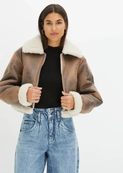 Blouson aviateur effet peau de mouton