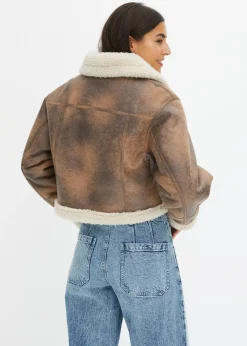 Blouson aviateur effet peau de mouton