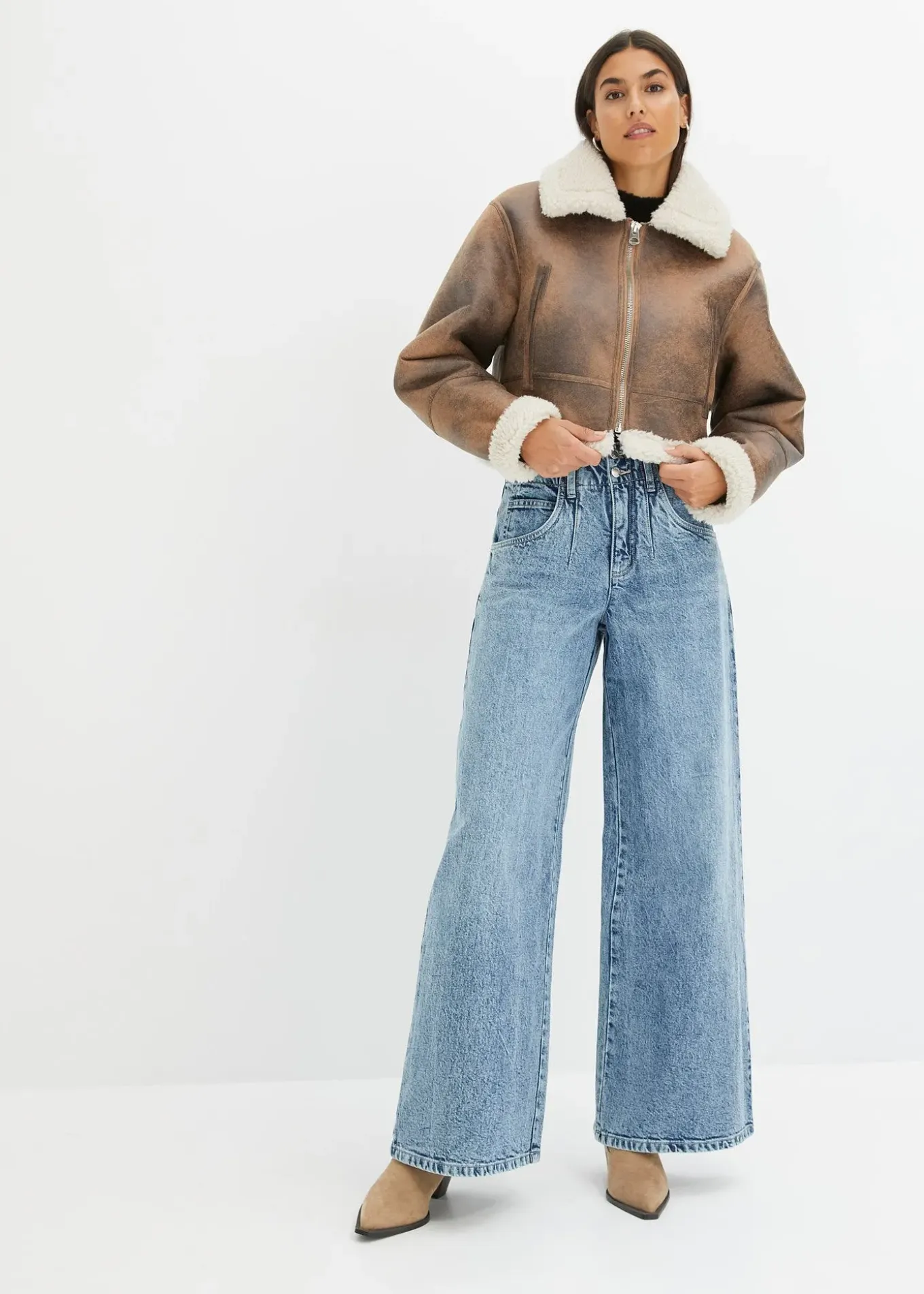 Blouson aviateur effet peau de mouton