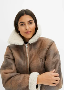 Blouson aviateur effet peau de mouton