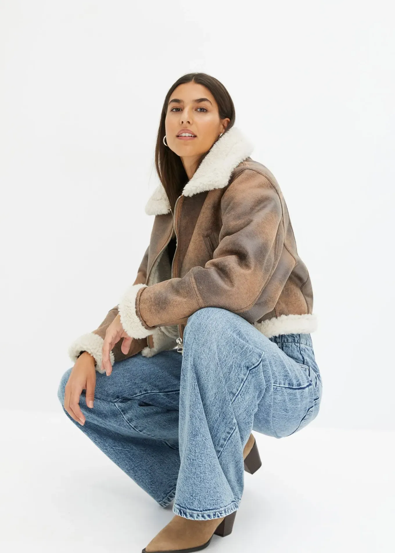 Blouson aviateur effet peau de mouton