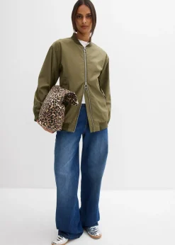 Blouson aviateur large à doublure léopard