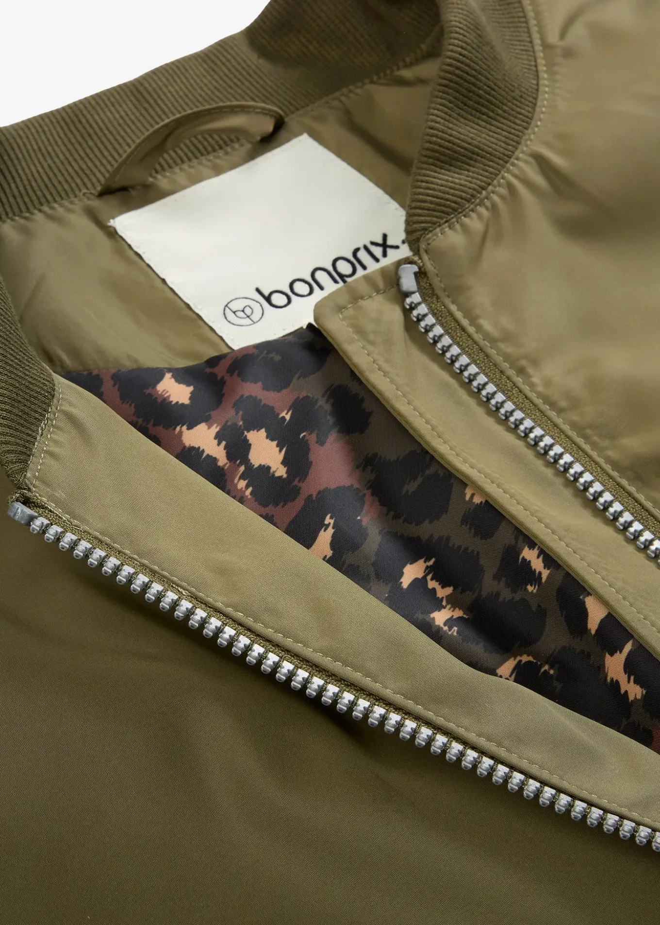 Blouson aviateur large à doublure léopard