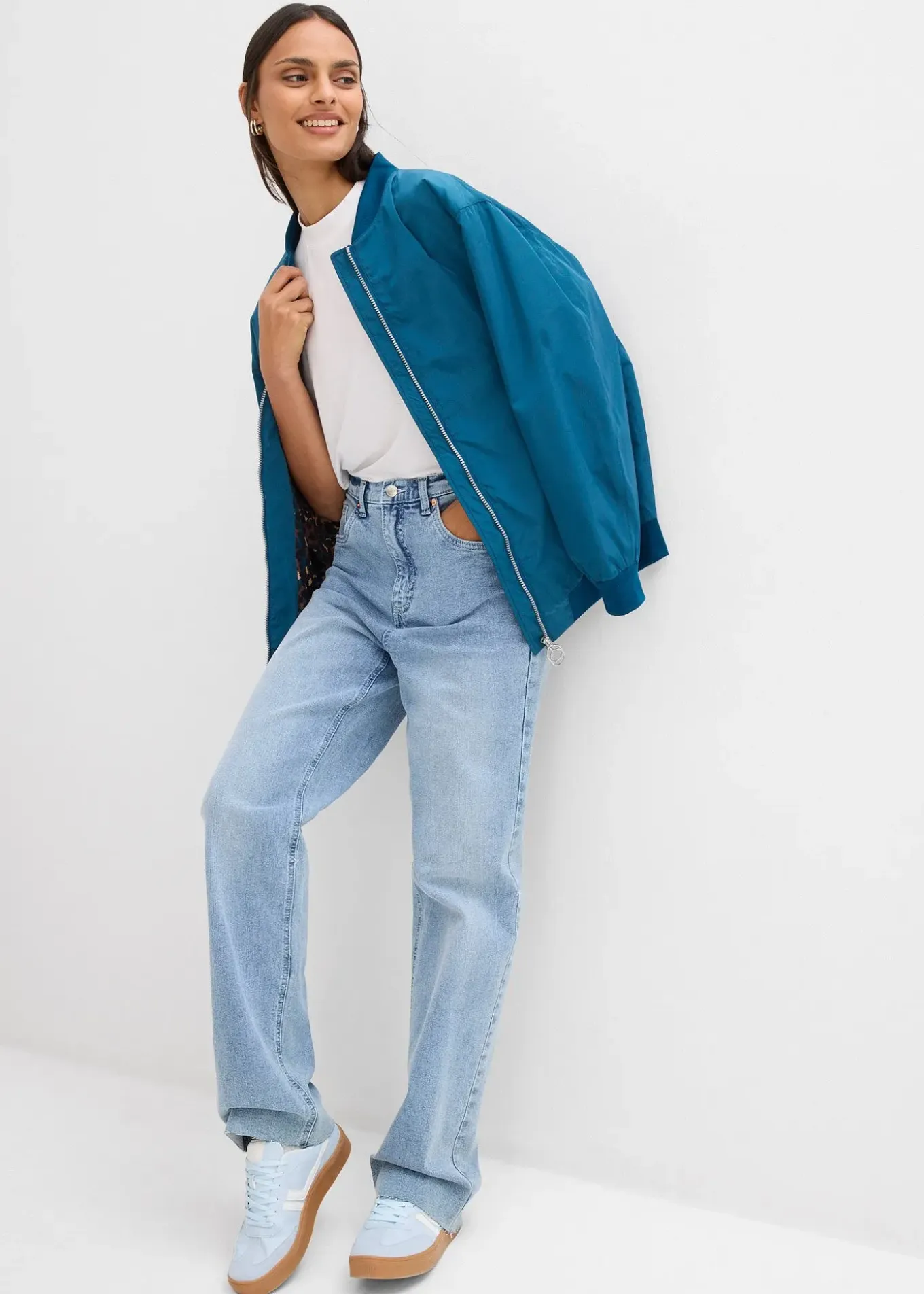 Blouson aviateur large à doublure léopard