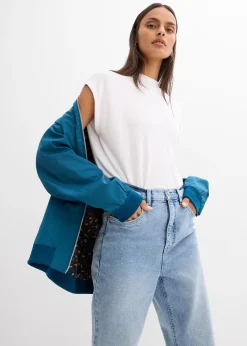 Blouson aviateur large à doublure léopard