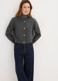 Blouson court en maille bouclette