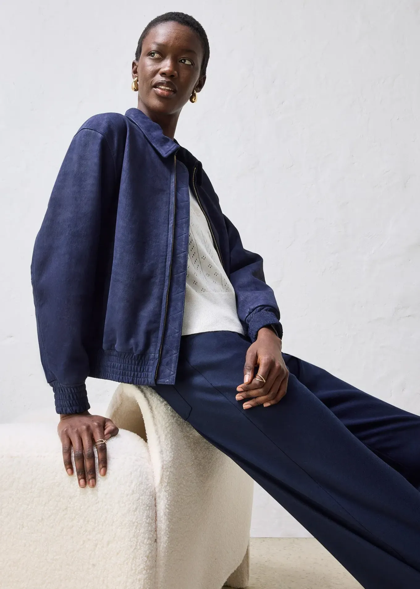 Blouson en cuir velours