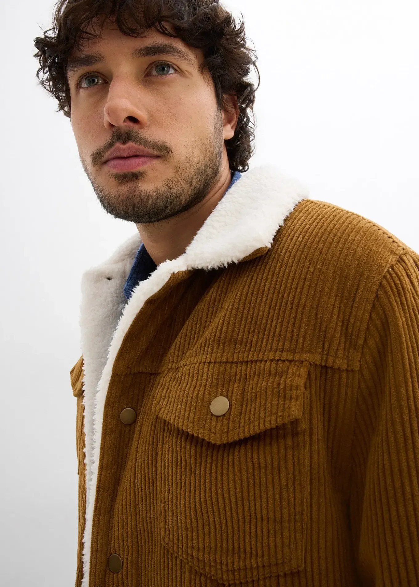 Blouson en velours côtelé doublé sherpa