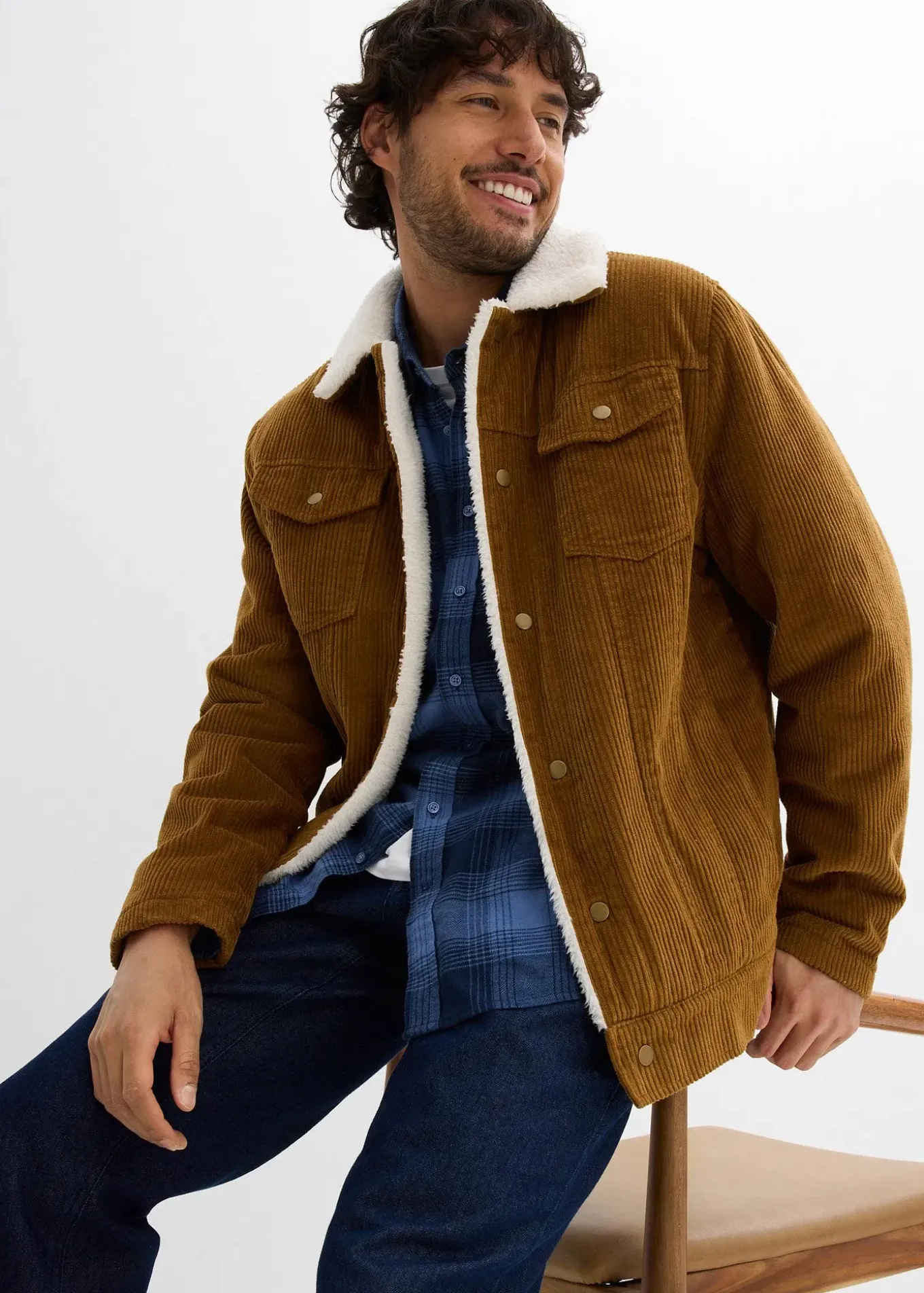 Blouson en velours côtelé doublé sherpa