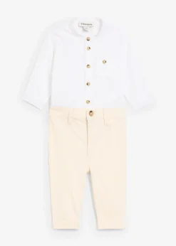 Body chemise et pantalon chino 100% coton (ens. 2 pces)