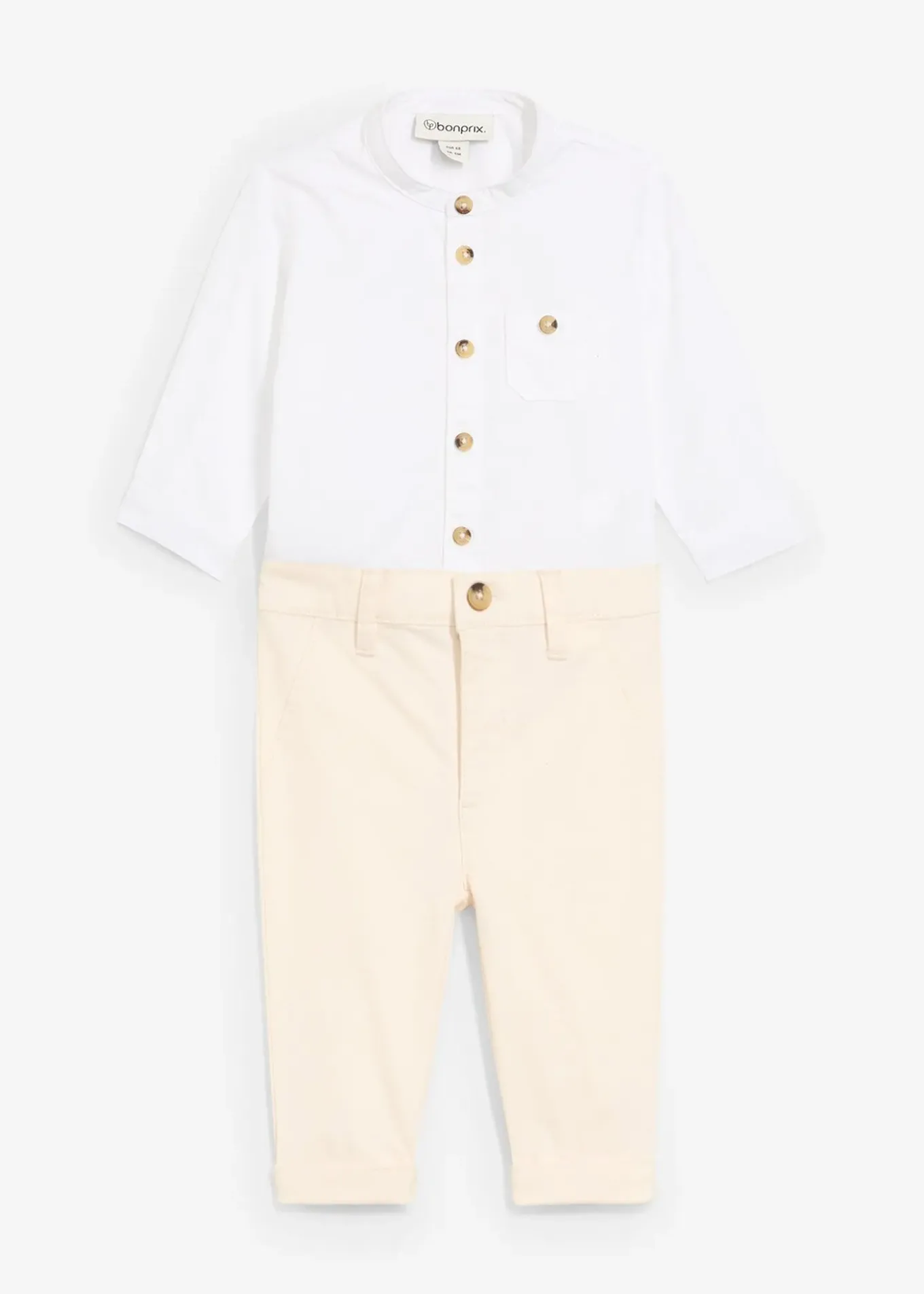 Body chemise et pantalon chino 100% coton (ens. 2 pces)