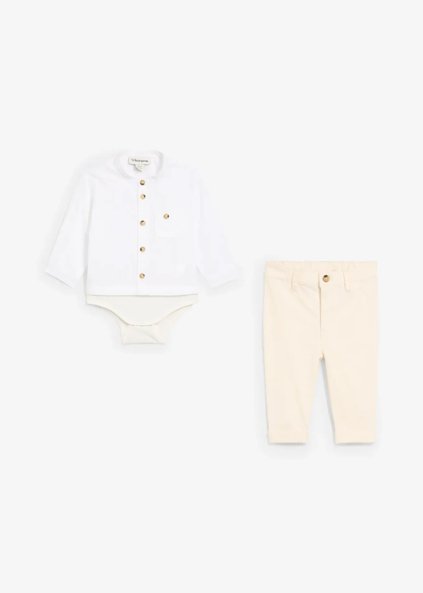 Body chemise et pantalon chino 100% coton (ens. 2 pces)