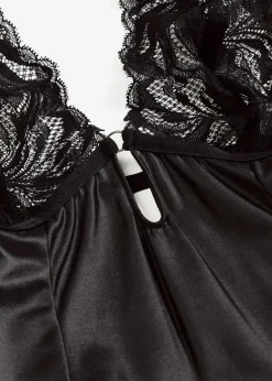 Body effet wetlook avec porte-jarretelles amovible