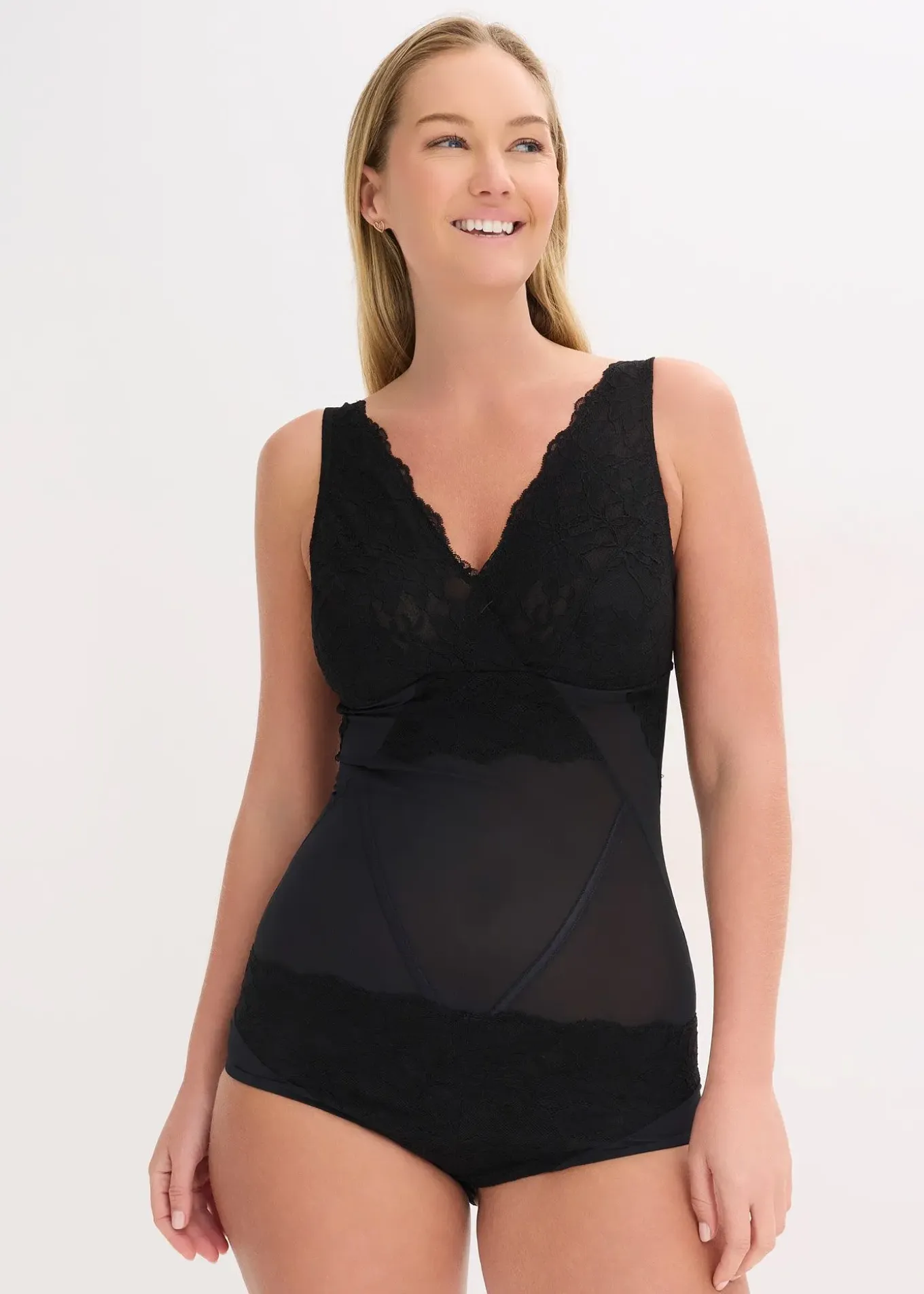 Body sculptant avec dentelle, maintien léger